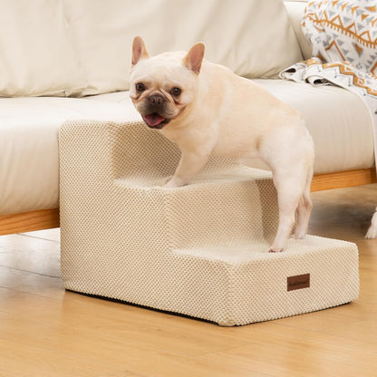 Dog Stairs for Small Dogs & Cats, 3-Step Extra Wide Non-Slip Pet Steps for Couch Sofa and Chair
