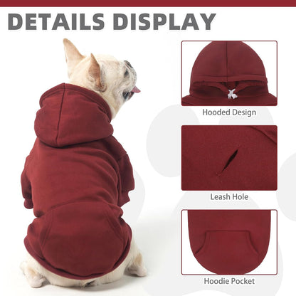 KOOLTAIL Basic Dog Hoodie - Soft and Warm Dog Hoodie Sweater with Leash Hole and Pocket, Pet Winter
