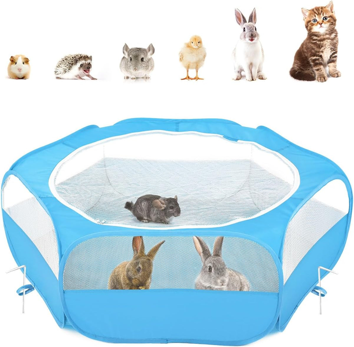 Pawaboo Small Animals Playpen, Waterproof Small Pet Cage Tent with Zippered Cover, Portable Outdoor