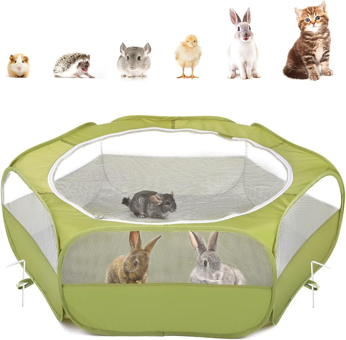 Pawaboo Small Animals Playpen, Waterproof Small Pet Cage Tent with Zippered Cover, Portable Outdoor