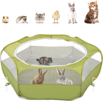 Pawaboo Small Animals Playpen, Waterproof Small Pet Cage Tent with Zippered Cover, Portable Outdoor