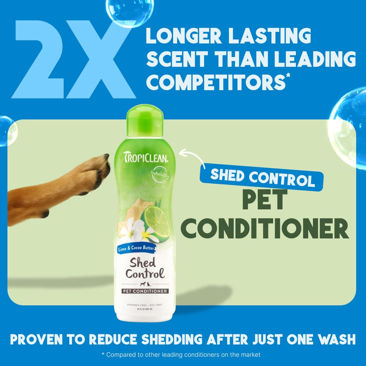 TropiClean Deshedding Dog Conditioner, Reduces Shedding & Softens Coat, Puppy Safe, Made in the