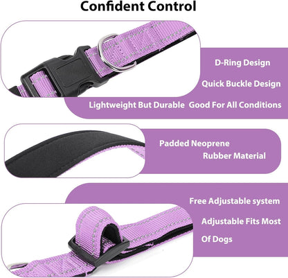 Reflective Dog Collar Padded with Soft Neoprene Breathable Quick Release Basic Dog Collars for