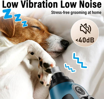 Casfuy Smart 6-Speed Dog Nail Grinder - 50% More Power Pet Nail Grinder with 2 LED Lights Quiet