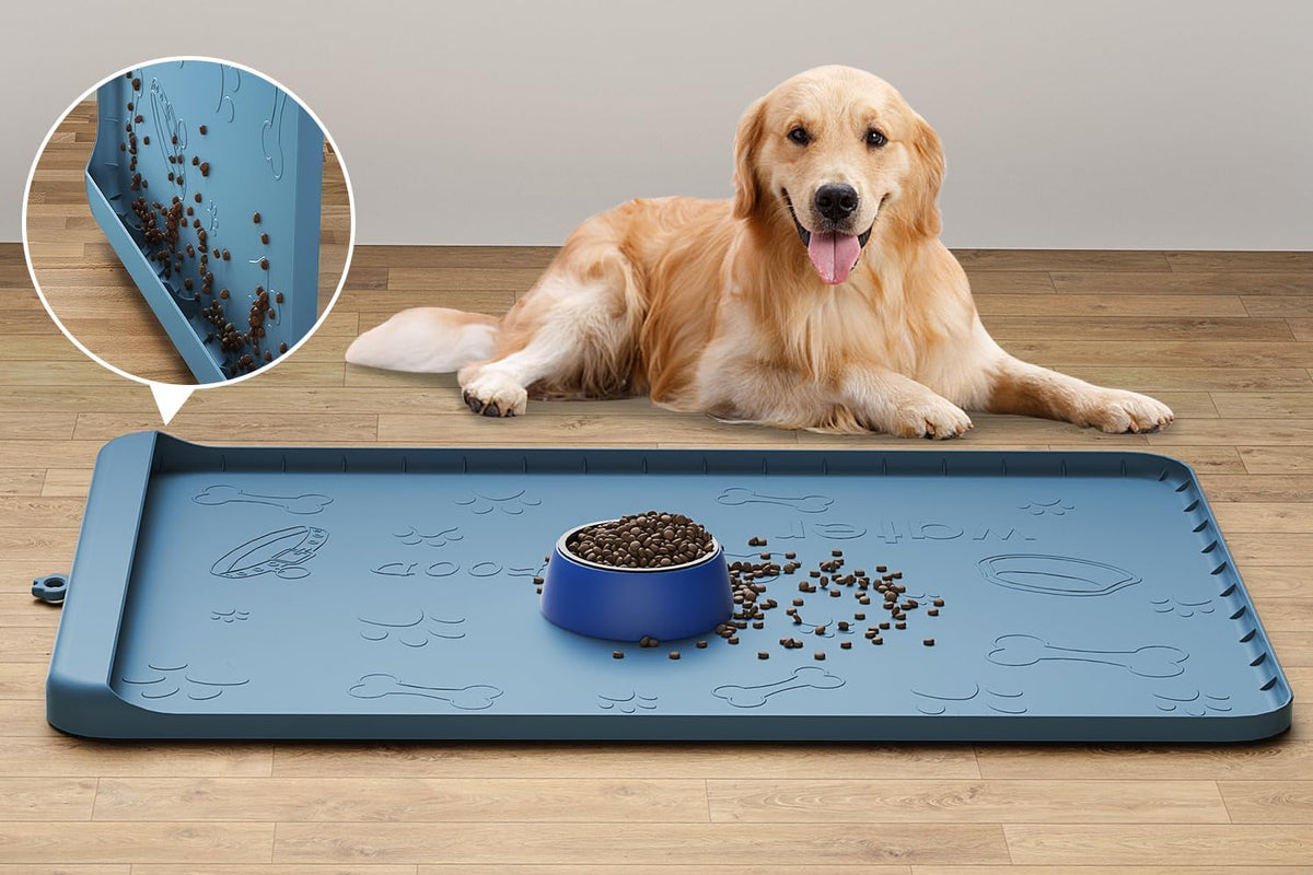 Dog Food Mat - Silicone Dog Mat for Food and Water - 36" x 24" Large Pet Feeding Mats with Residue