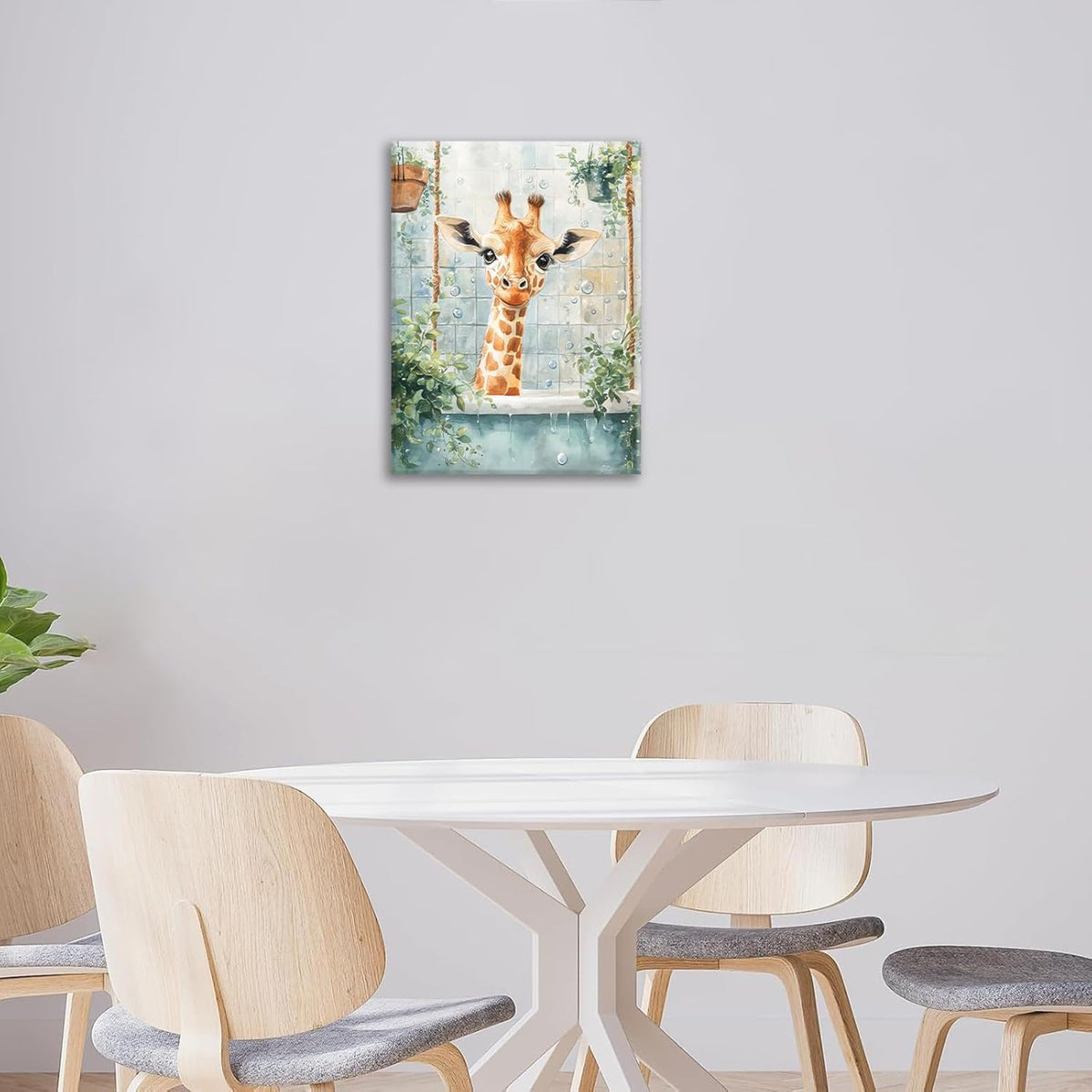 Bathroom Funny Giraffe Pictures Wall Art, Watercolor Giraffe Bathroom Wall Decor, Animal Framed