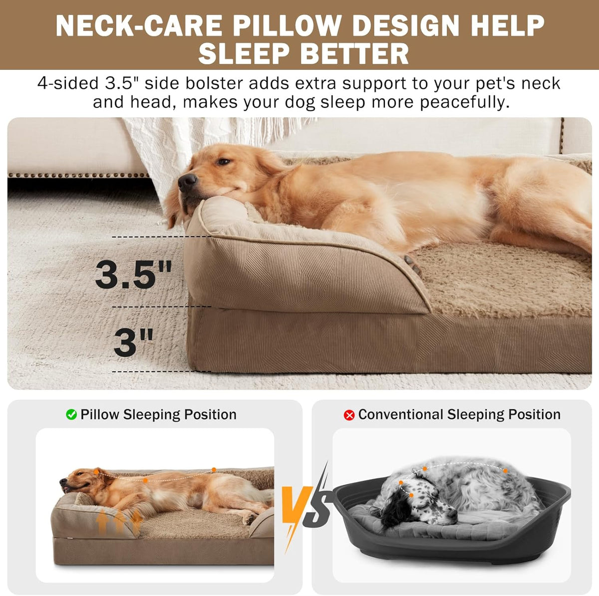 INVENHO Orthopedic Medium Dog Beds for Medium Dogs, Waterproof, Egg-Crate Foam Dog Couch Bed with