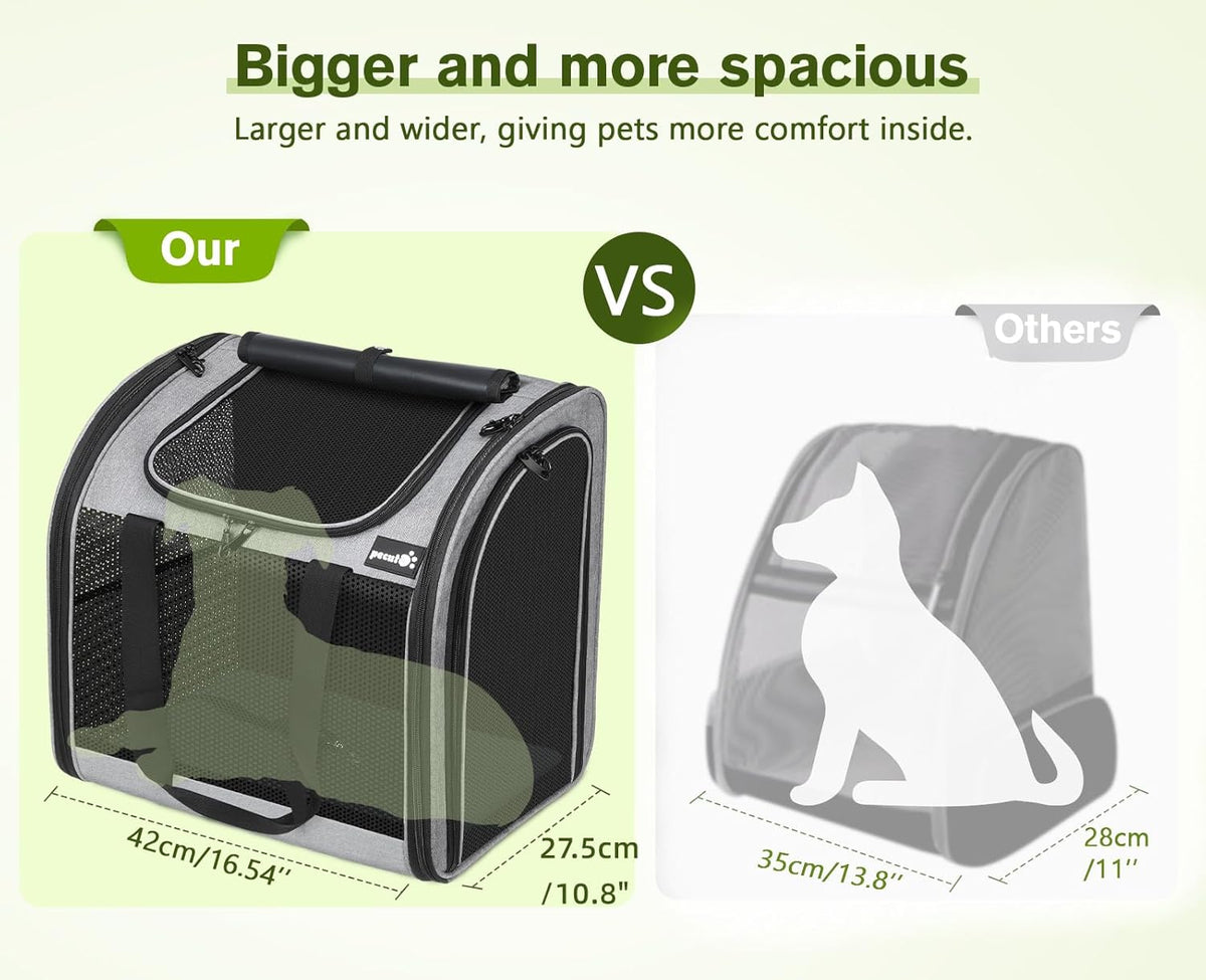 Pecute Cat Backpack with Widened Interior Space, Upgraded Dog Backpack Carrier with Various Ways to