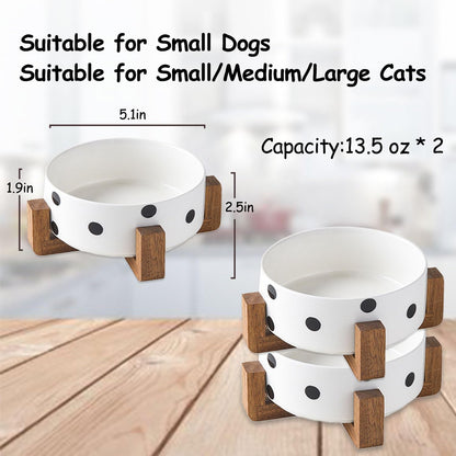 Petygooing Ceramic Dog Bowl Set with Stand, Small Pet Bowls, Anti-Slip Cat & Dog Food and Water