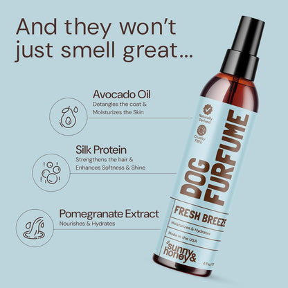 Sunny & Honey Dog Perfume Spray Long Lasting - 4 fl oz (2-Pack) - Deodorizing, Detangling &