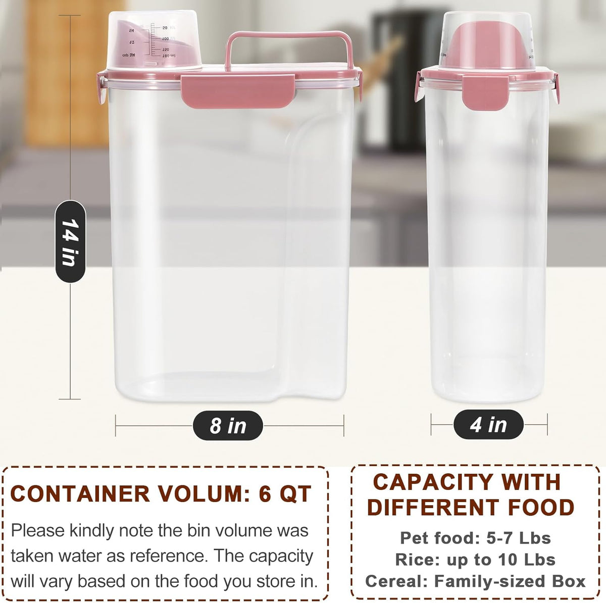 TBMax Portable Dog Food Storage Container 5 to 7 Lbs, Airtight Cat Food Container with Large Spout
