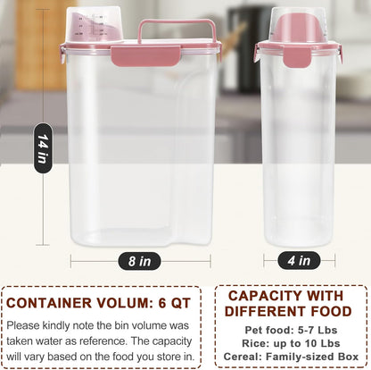 TBMax Portable Dog Food Storage Container 5 to 7 Lbs, Airtight Cat Food Container with Large Spout