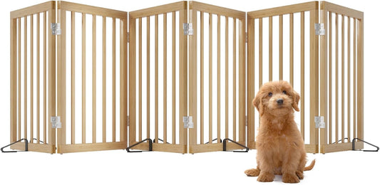 Extra Wide Dog Gates for Doorways, Bamboo Dog Gates for The House Stairs, Freestanding Pet Gates