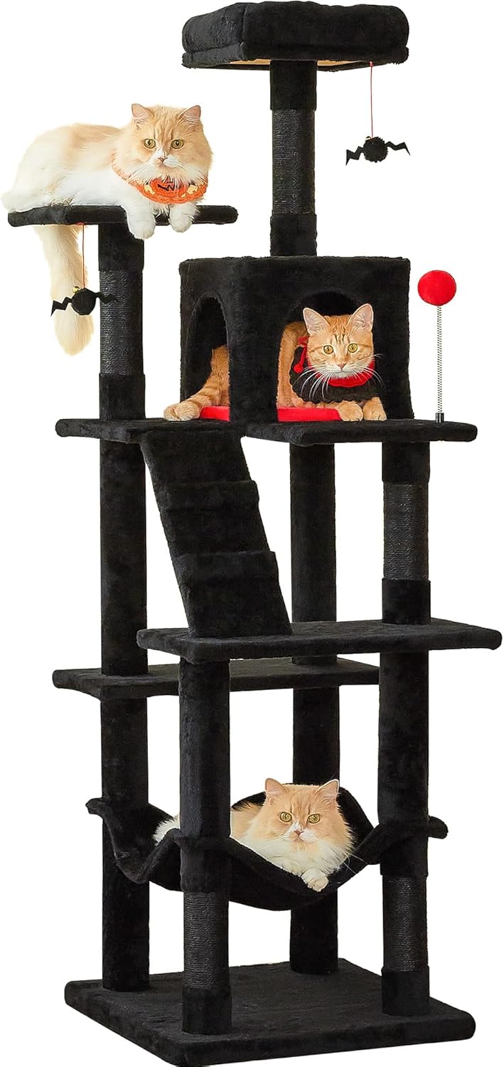 MWPO Gothic Cat Tree for Indoor Cats, 63.8 Inches Multi-Level Cat Tower with Sisal-Covered