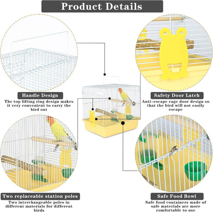 Small Bird Cage, Lightweight for Parakeets, Hanging for Parrot, Travel for Cockatiel, Outdoor