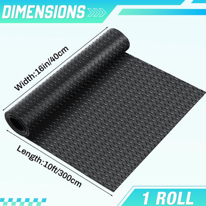Breling 16 in x 10 ft Rubber Diamond Plate Rolls Mats, Heavy Duty Flooring Rug for Trailers Garage