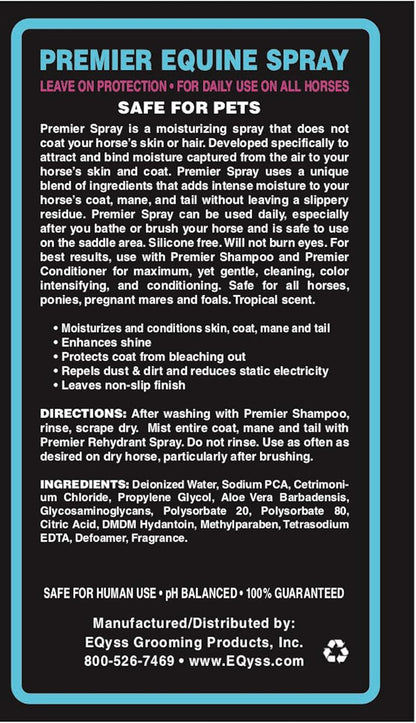 EQyss Premier Equine Rehydrant Spray - Moisturize Horse's Skin & Coat, Add Shine, Detangle, Repel