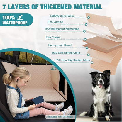 Waterproof Dog Car Seat Cover for Back Seat – Heavy Duty Back Seat Extender for Dogs with Hard