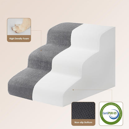 EHEYCIGA Curved Dog Stairs Ramp for Small Dogs 15.7" H, 3-Step Dog Steps for Couch Sofa and Chair