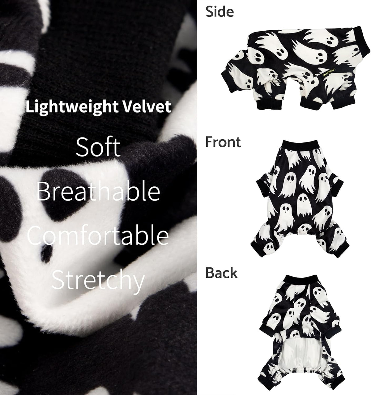 Fitwarm Halloween Ghost Dog Pajamas, Funny Halloween Costumes for Dogs, Fleece Dog Onesie with