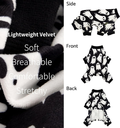 Fitwarm Halloween Ghost Dog Pajamas, Funny Halloween Costumes for Dogs, Fleece Dog Onesie with