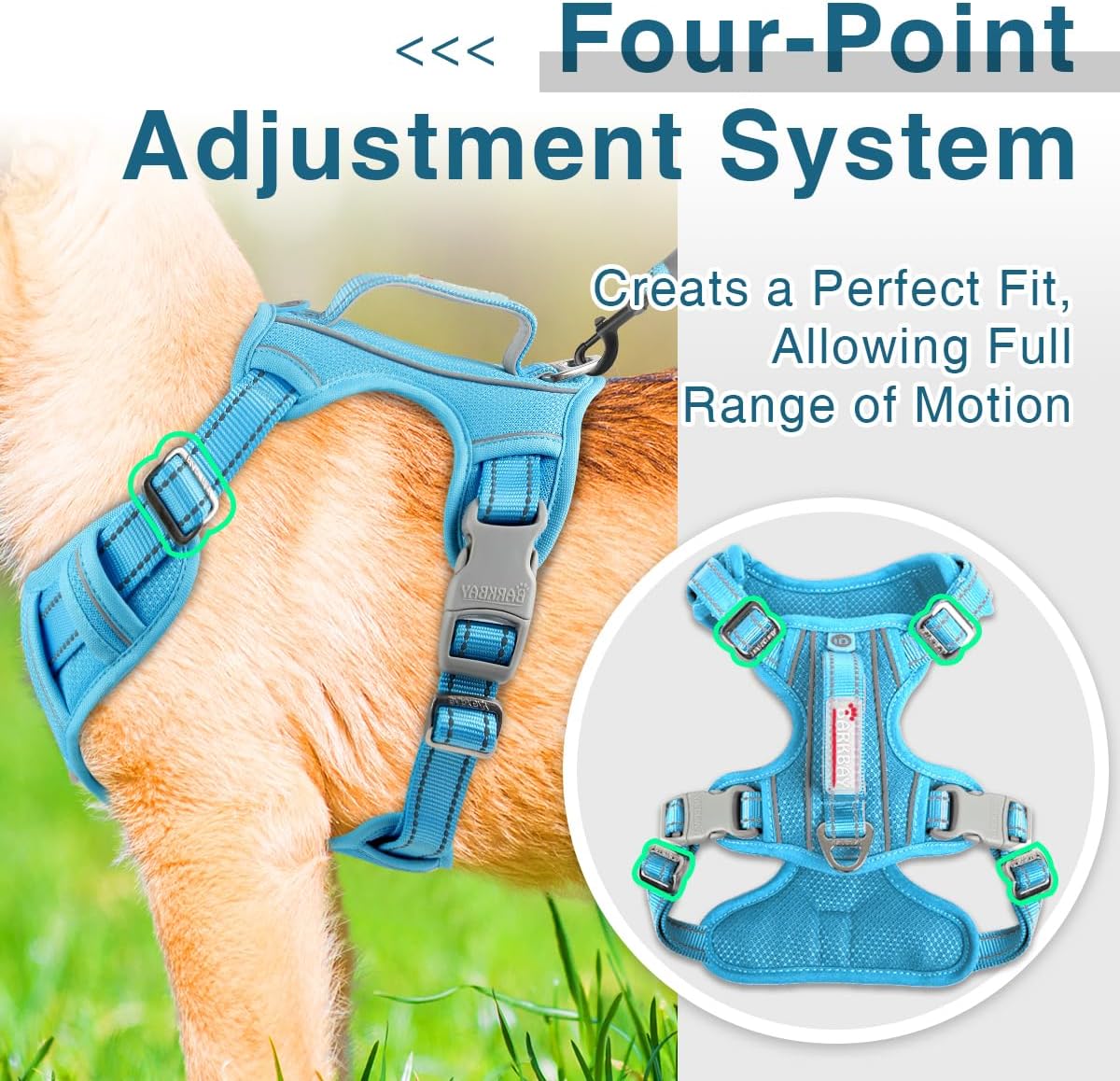BARKBAY Dog Harness No Pull with ID Tag Pocket - Heavy Duty, Reflective, Easy Control for Large
