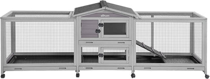Aivituvin Rabbit Hutch 93.7" Large Rabbit Cage Indoor Outdoor Guinea Pig Cage Chicken Coop on