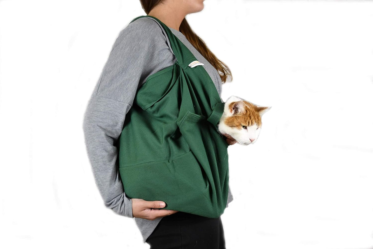 Cozy Comfort Carrier - Large Green Cat Carrier, Cat Holder for Cutting Nails, & Cat Carrier Pouch