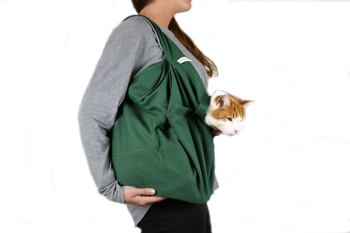 Cozy Comfort Carrier - X-Large Green Cat Carrier, Cat Holder for Cutting Nails, & Cat Carrier Pouch