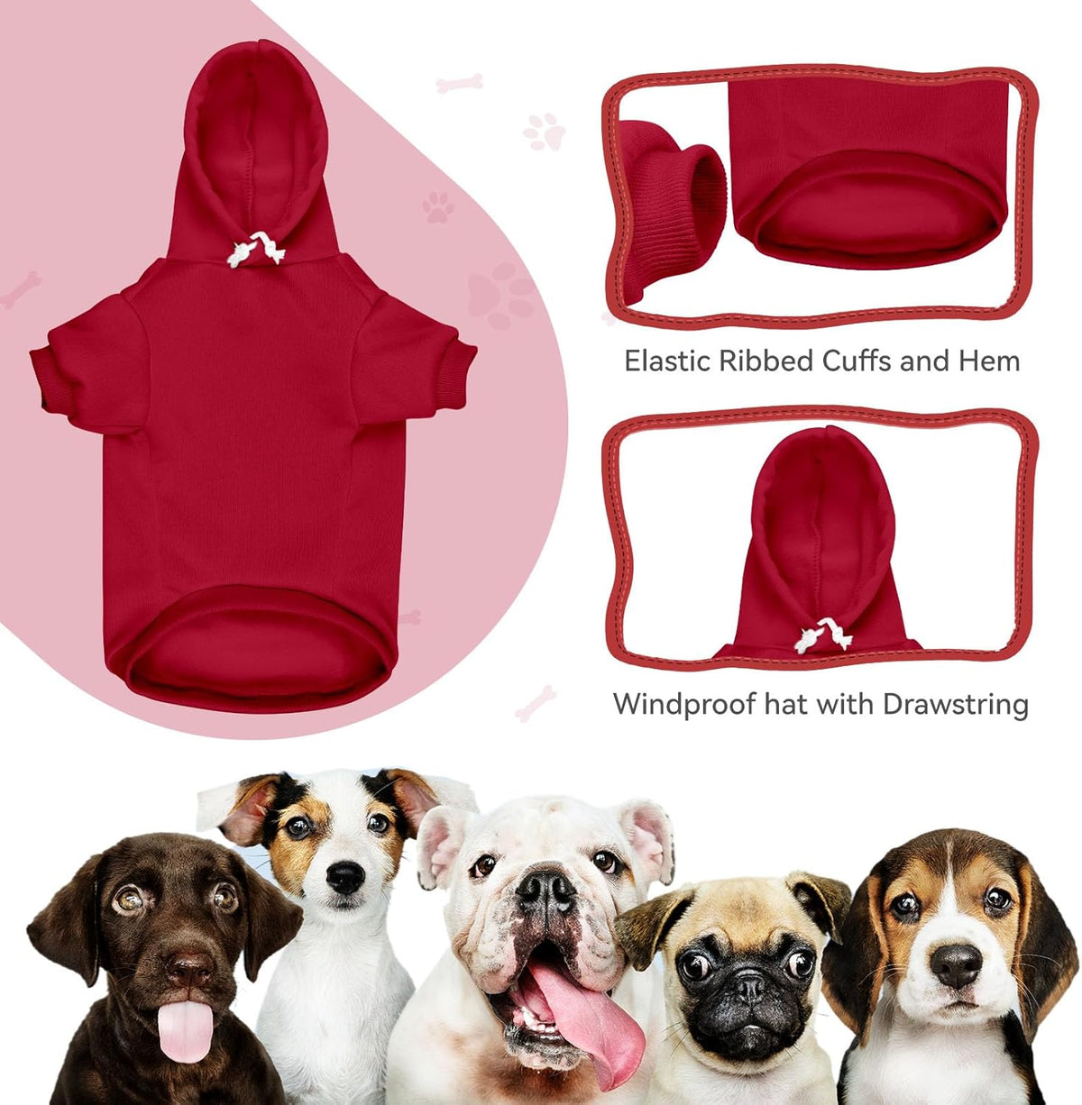 Dog Sweaters for Small Dogs Pet Sweater Solid Soft Brushed Fleece Dog Hoodie Clothes Pet Hoodie