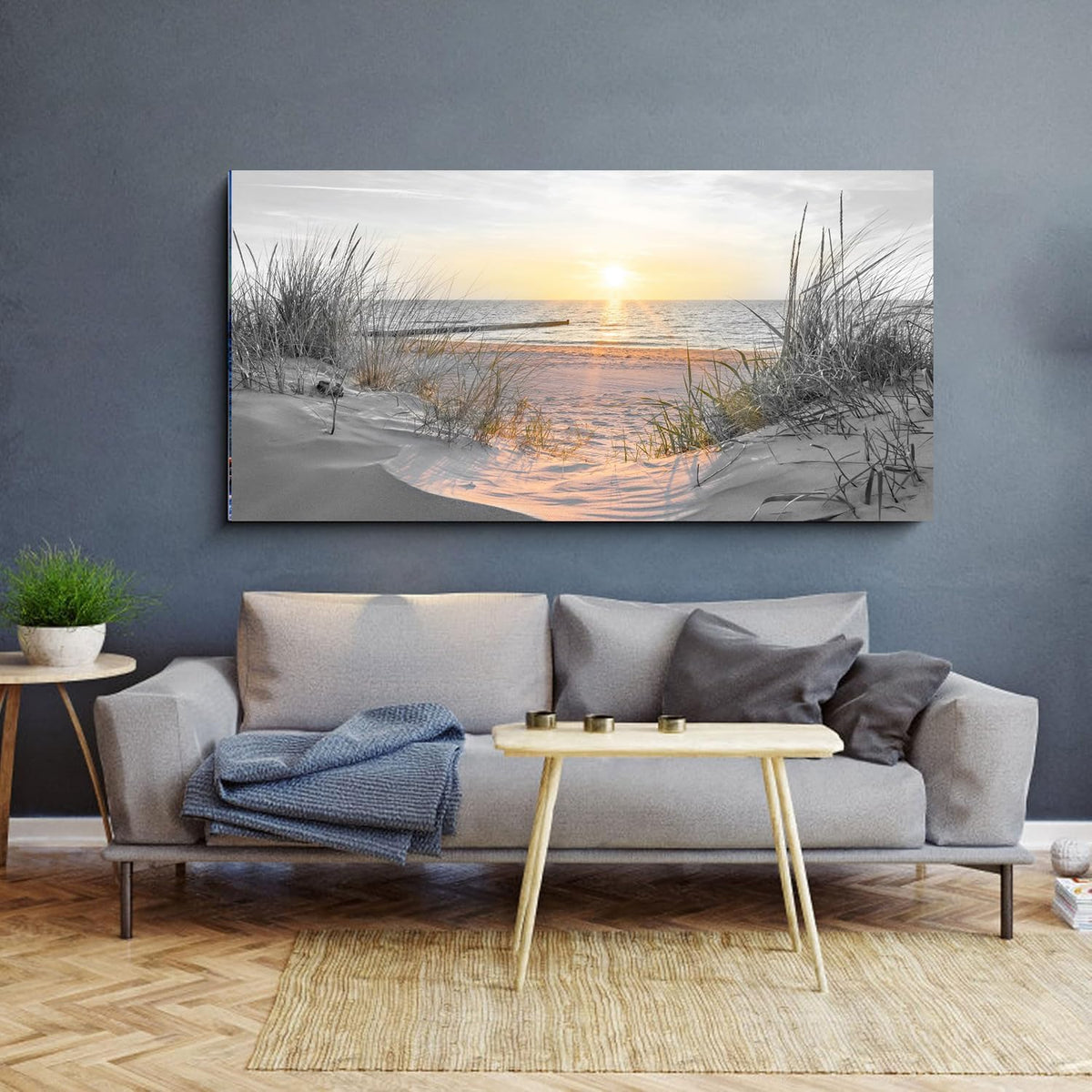 Yxbhhym-Beach Wall Art Prints Sunset Black and White Wall Art Coastal Wall Decor Ocean Picture for