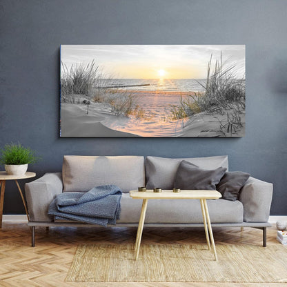 Yxbhhym-Beach Wall Art Prints Sunset Black and White Wall Art Coastal Wall Decor Ocean Picture for