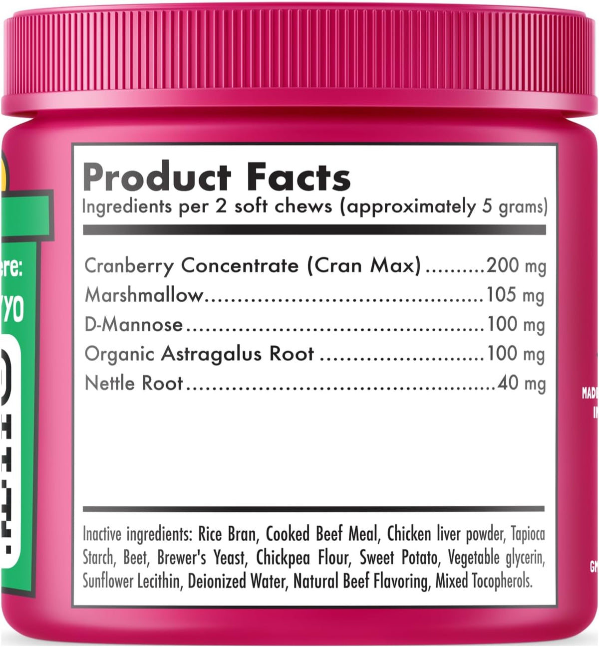 Cranberry UTI Chews for Dogs Bladder Support + D-Mannose Supports Kidney Urinary Tract and Bladder