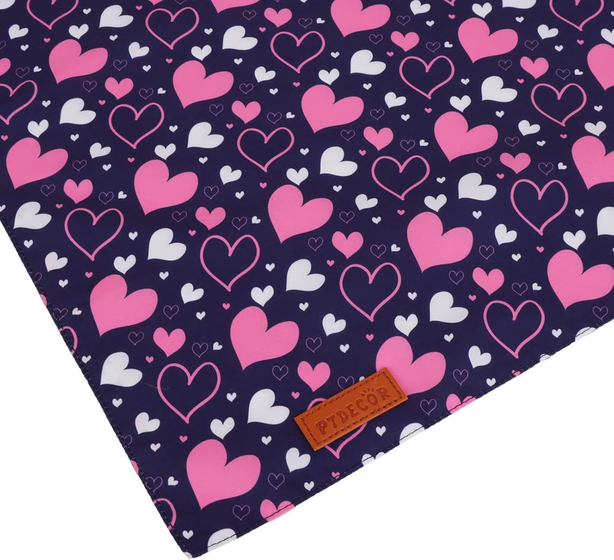 PTDECOR Valentine Dog Bandana, White Purple Love Heart Design Reversible Dog Scarf, Triangle