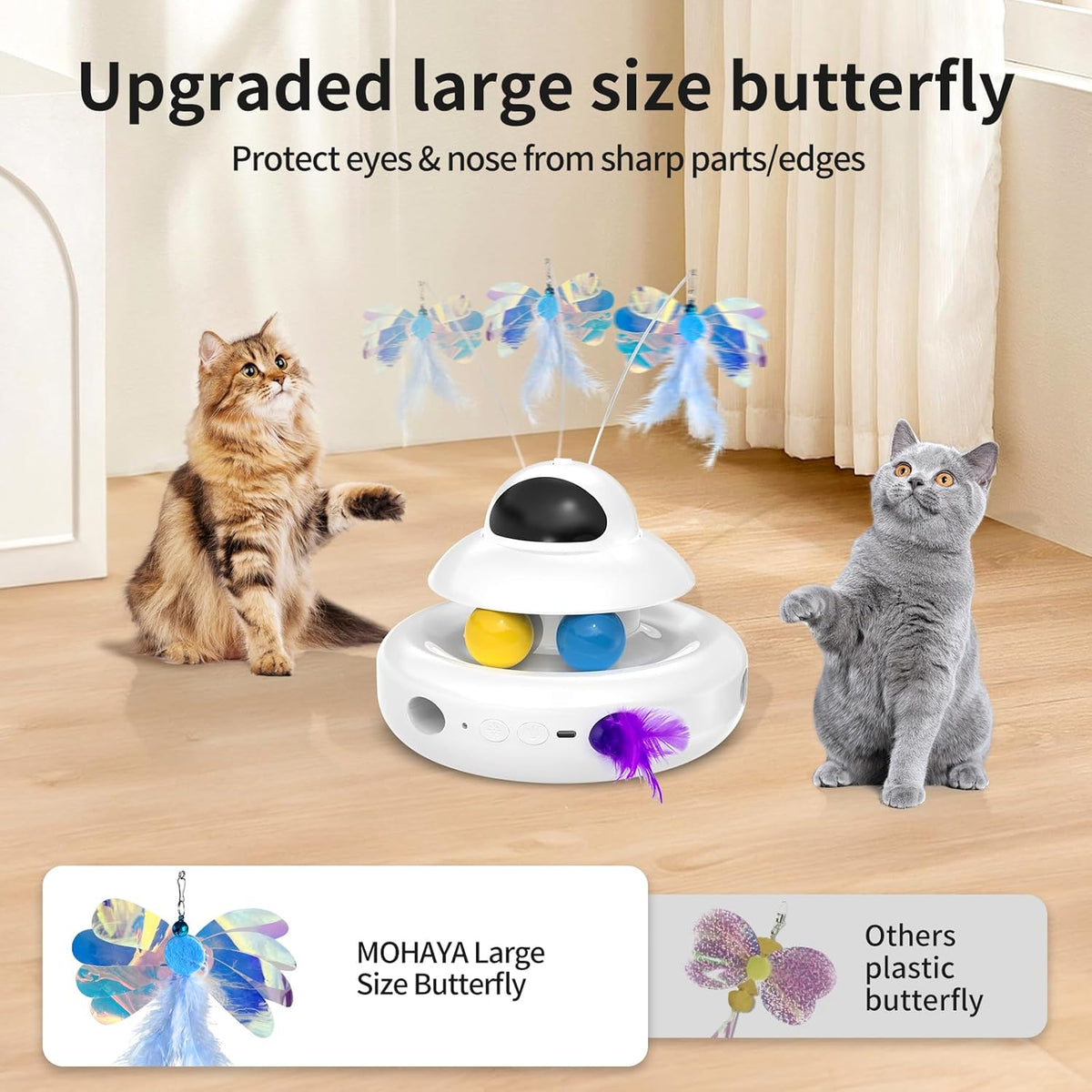 Interactive Cat Toys for Indoor Cats,4-in-1 Automatic Kitten Toy,Motion Activated Electronic