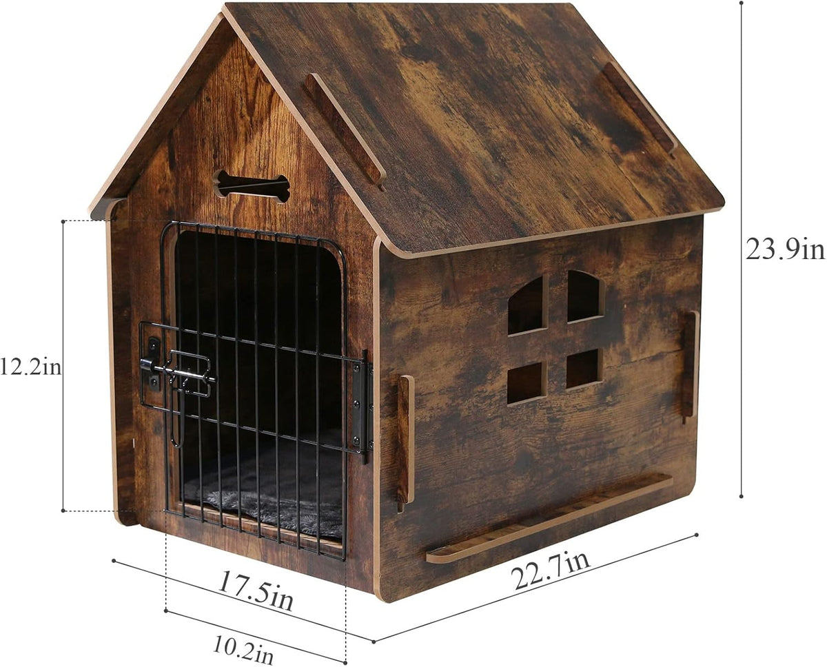 Dog House Indoor for Small Dogs or Cats, Cozy Wooden Design, Small Indoor Bed House, with Air Vents