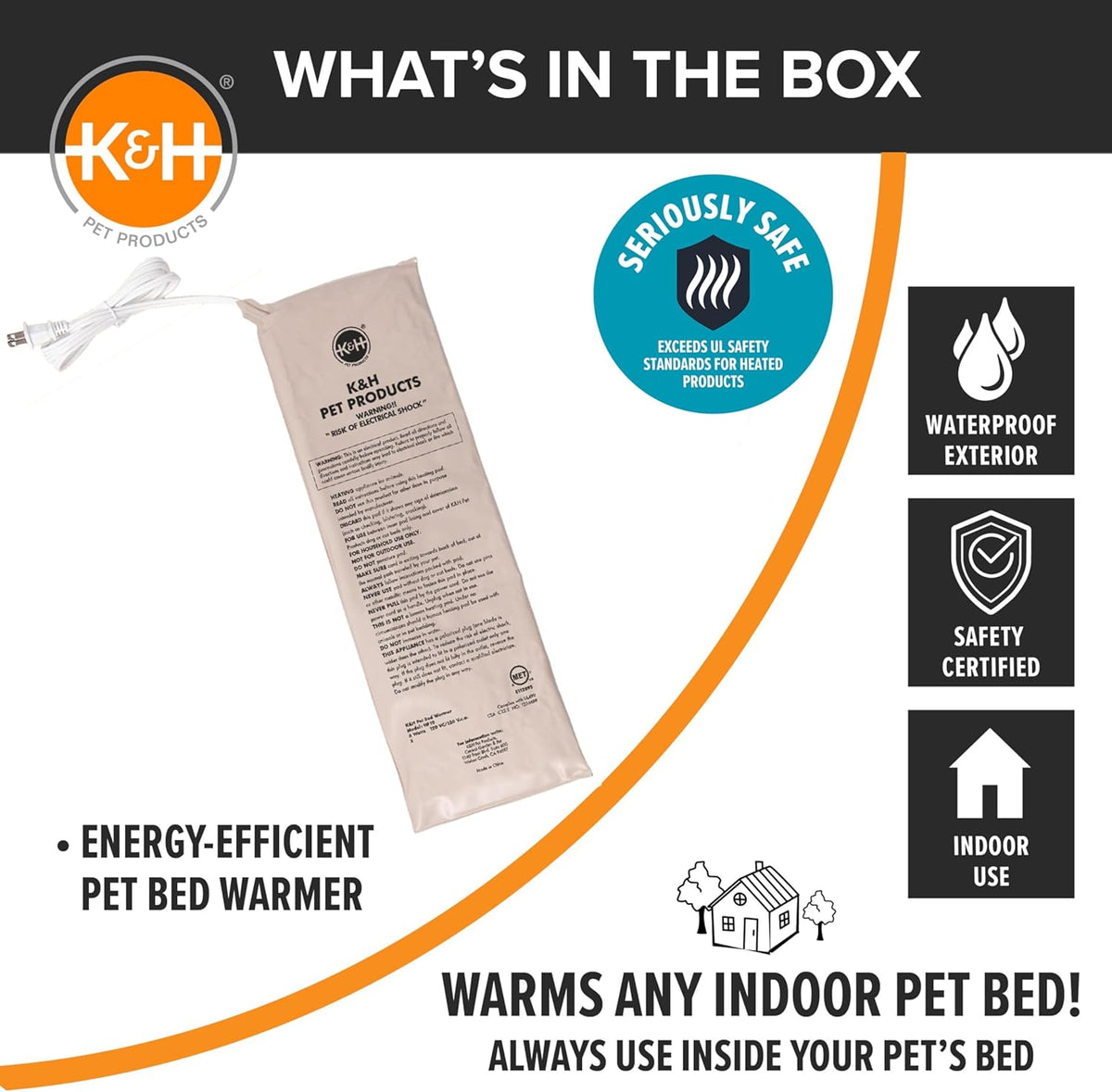 K&H Pet Products Pet Bed Warmer, Turn Any Pet Bed Into a Heated Cat or Dog Bed, Waterproof Indoor