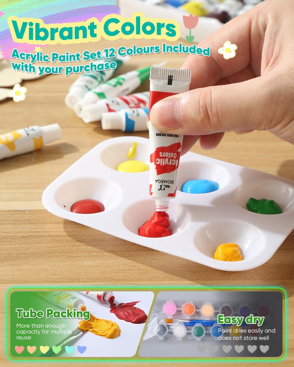 RGBDOT Kids Gardening Set Paint and Plant Stoneware Flower Growing Kit with 6 Pots and Gardening