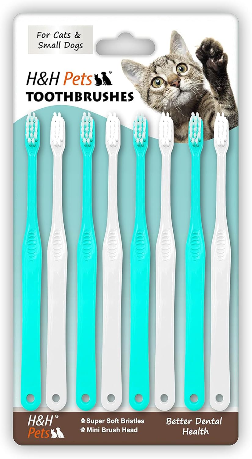 H&H Pets Toothbrush for Small Dogs & Cats - Soft and Extra Small Toothbrush Designed for Cats