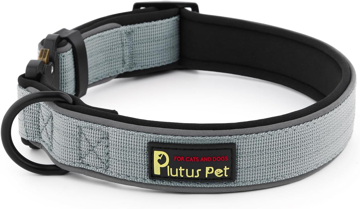 Plutus Pet Tactical Dog Collar, Reflective, Adjustable Heavy Duty Dog Collar, Soft Padded and