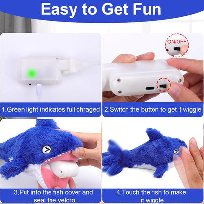 Mity rain 2 in 1 Interactive Dog Toys, Shark Dog Toy to Keep Them Busy, Plush Squeaky Dog Toys