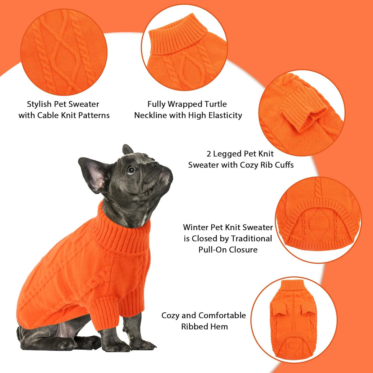 Queenmore XXL Dog Sweaters,Large Dog Sweater for Pitbull Doberman,Warm Turtleneck Knitted Big Pet