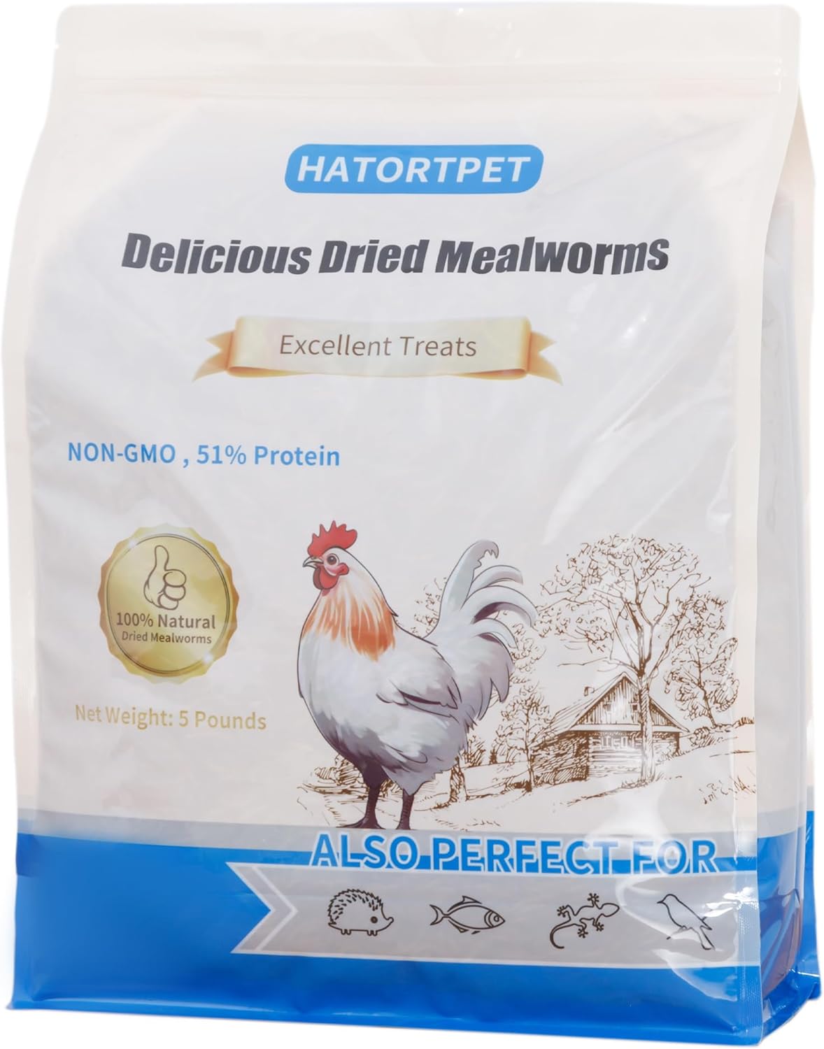 Dried Mealworms 5LB Pure Natural Non-GMO Mealworms for Chickens High Protein Chickens Feed Meal