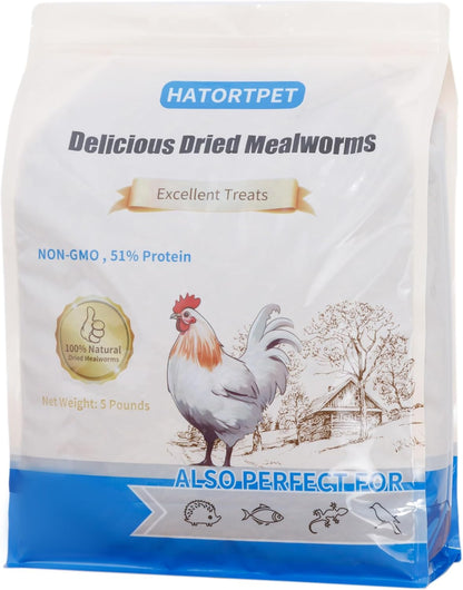 Dried Mealworms 5LB Pure Natural Non-GMO Mealworms for Chickens High Protein Chickens Feed Meal