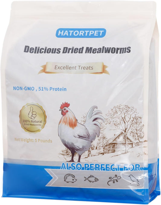 Dried Mealworms 5LB Pure Natural Non-GMO Mealworms for Chickens High Protein Chickens Feed Meal
