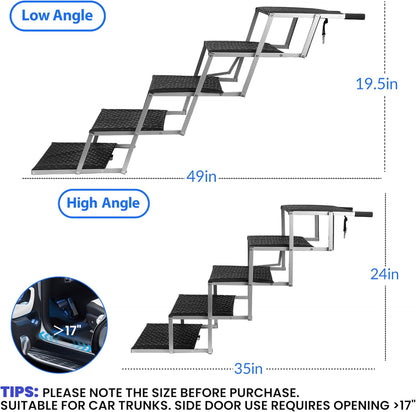 Niubya Portable Folding Dog Stairs for Cars, SUVs, Trucks - Lightweight Pet Ramp for Large Dogs