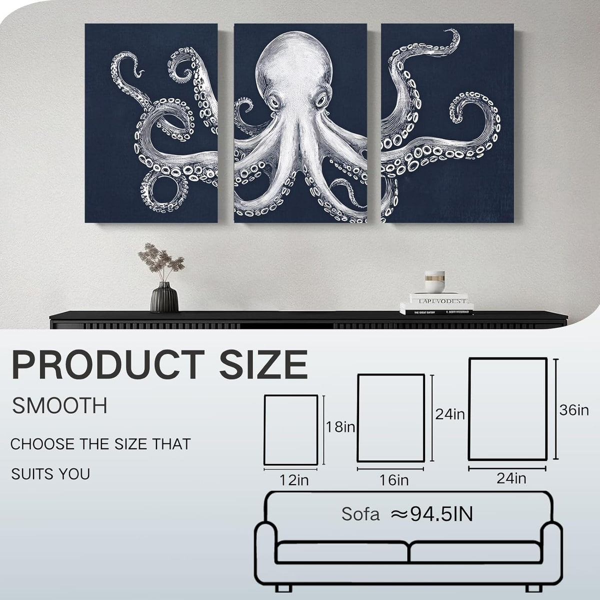 Octopus Wall Decor, Octopus Canvas Wall Art, Ocean Wall Decor,Sea Animal Canvas to Paint for