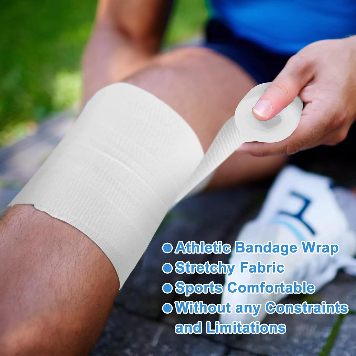 24 Pack Self Adhesive Bandage Wrap 2 Inch, White Medical Tape Elastic Cohesive Bandage Rolls Self