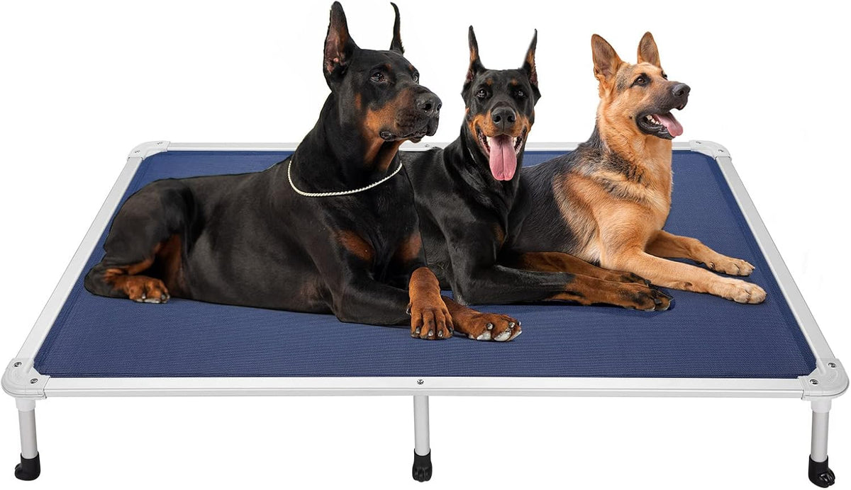 Veehoo Chew Proof Elevated Dog Bed - Cooling Raised Pet Cot - Silver Aluminum Frame and Durable