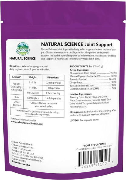 Oxbow Animal Health Natural Science Joint Support, Anti Inflammatory Supplement for Rabbit & Guinea